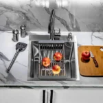 Кухонная мойка из нержавеющей стали WS34050 WISENT (40х50 см) Сатин с дозатором, коландером и сифоном-ведерко