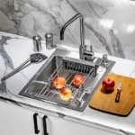 Кухонная мойка из нержавеющей стали WS34050 WISENT (40х50 см) Сатин с дозатором, коландером и сифоном-ведерко