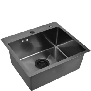 Кухонная мойка из нержавеющей стали WS35040B WISENT (50х40 см) Графит PVD с итальянским сифоном