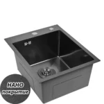 Кухонная мойка из нержавеющей стали рифленая WS34050BD WISENT (40х50 см) Нано-Графит PVD с сифоном-ведерко