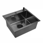 Кухонная мойка из нержавеющей стали WS35040B WISENT (50х40 см) Графит PVD с дозатором и итальянским сифоном