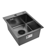 Кухонная мойка из нержавеющей стали WS34050B WISENT (40х50 см) Графит PVD с итальянским сифоном