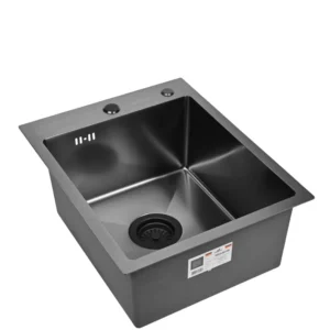 Кухонная мойка из нержавеющей стали WS34050B WISENT (40х50 см) Графит PVD с итальянским сифоном
