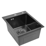 Кухонная мойка из нержавеющей стали WS34050B WISENT (40х50 см) Графит PVD с сифоном-ведерко