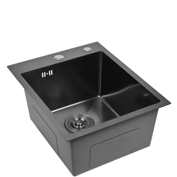 Кухонная мойка из нержавеющей стали WS34050B WISENT (40х50 см) Графит PVD с сифоном-ведерко
