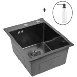 Кухонная мойка из нержавеющей стали WS34050B WISENT (40х50 см) Графит PVD с дозатором и сифоном-ведерко