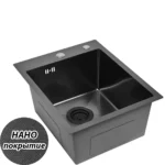 Кухонная мойка из нержавеющей стали рифленая WS34050BD WISENT (40х50 см) Нано-Графит PVD с итальянским сифоном