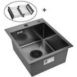 Кухонная мойка из нержавеющей стали WS34050B WISENT (40х50 см) Графит PVD с коландером и итальянским сифоном