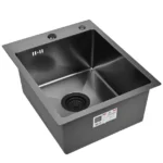 Кухонная мойка из нержавеющей стали WS34050B WISENT (40х50 см) Графит PVD с итальянским сифоном