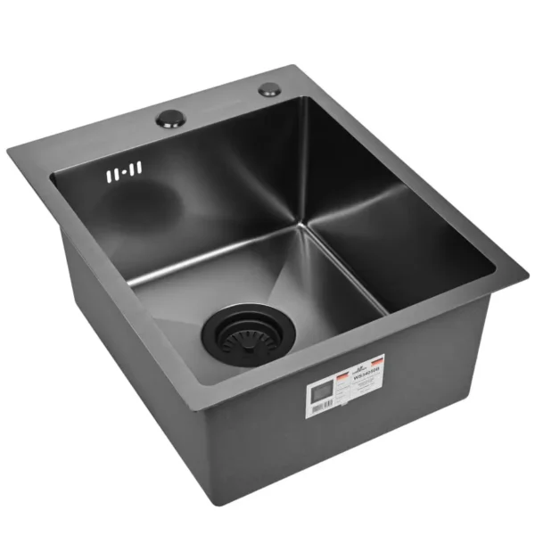 Кухонная мойка из нержавеющей стали WS34050B WISENT (40х50 см) Графит PVD с итальянским сифоном