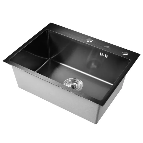Кухонная мойка из нержавеющей стали WS36050 WISENT (60х50 см) Графит PVD с сифоном-ведерко