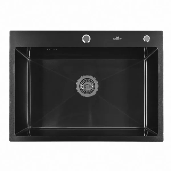 Кухонная мойка из нержавеющей стали WS36050B WISENT (60х50 см) Графит PVD с итальянским сифоном