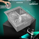 Кухонная мойка из нержавеющей стали WS34050 WISENT (40х50 см) Сатин с итальянским сифоном