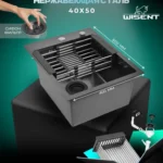 Кухонная мойка из нержавеющей стали WS34050B WISENT (40х50 см) Графит PVD с коландером и итальянским сифоном