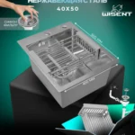 Кухонная мойка из нержавеющей стали WS34050 WISENT (40х50 см) Сатин с коландером и итальянским сифоном