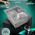 Кухонная мойка из нержавеющей стали рифленая WS34050D WISENT (40х50 см) Нано-Сатин PVD с итальянским сифоном