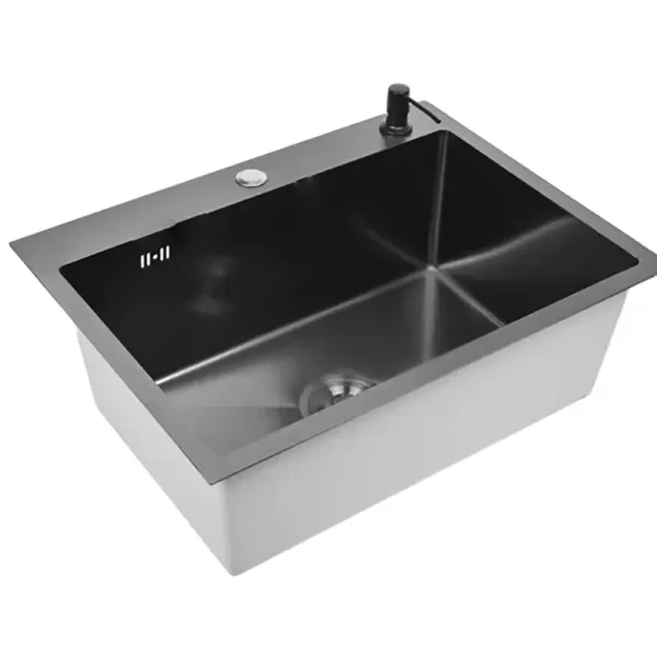 Кухонная мойка из нержавеющей стали WS36050B WISENT (60х50 см) Графит PVD с дозатором и сифоном-ведерко