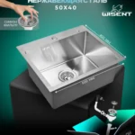 Кухонная мойка из нержавеющей стали WS35040 WISENT (50х40 см) Сатин с итальянским сифоном