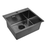 Кухонная мойка из нержавеющей стали WS35040B WISENT (50х40 см) Графит PVD с итальянским сифоном