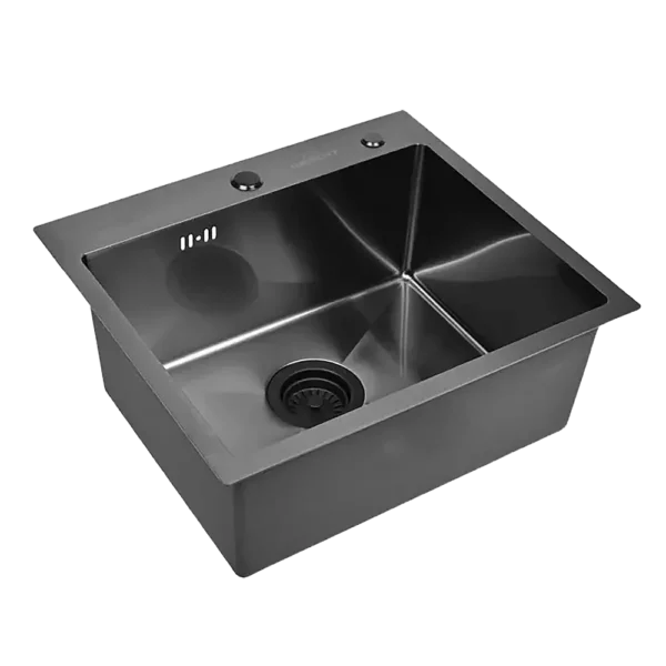 Кухонная мойка из нержавеющей стали WS35040B WISENT (50х40 см) Графит PVD с итальянским сифоном