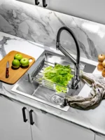 Кухонная мойка из нержавеющей стали WS35040 WISENT (50х40 см) Сатин с сифоном-ведерко
