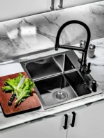 Кухонная мойка из нержавеющей стали WS35040 WISENT (50х40 см) Графит PVD с сифоном-ведерко
