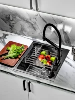 Кухонная мойка из нержавеющей стали WS35040 WISENT (50х40 см) Графит PVD с сифоном-ведерко
