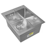 Кухонная мойка из нержавеющей стали рифленая WS34050D WISENT (40х50 см) Нано-Сатин PVD с сифоном-ведерко