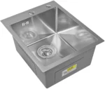Кухонная мойка из нержавеющей стали рифленая WS34050D WISENT (40х50 см) Нано-Сатин PVD с итальянским сифоном