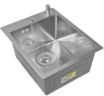 Кухонная мойка из нержавеющей стали рифленая WS34050D WISENT (40х50 см) Нано-Сатин PVD с дозатором и итальянским сифоном