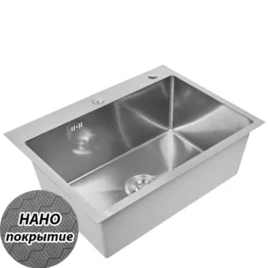 Кухонная мойка из нержавеющей стали WS36050BD WISENT (60х50 см) Нано-Сатин PVD с сифоном-ведерко