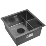 Кухонная мойка из нержавеющей стали WS34444 WISENT (44х44 см) Графит PVD с итальянским сифоном
