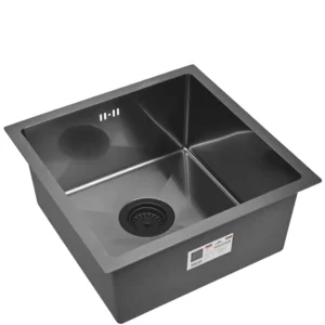 Кухонная мойка из нержавеющей стали WS34444 WISENT (44х44 см) Графит PVD с итальянским сифоном