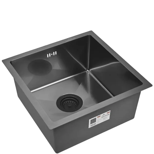 Кухонная мойка из нержавеющей стали WS34444 WISENT (44х44 см) Графит PVD с итальянским сифоном