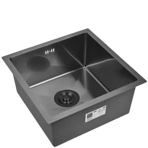 Кухонная мойка из нержавеющей стали WS34444 WISENT (44х44 см) Графит PVD с сифоном-ведерко