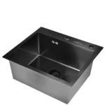 Кухонная мойка из нержавеющей стали WS35044B WISENT (50х44 см) Графит PVD с сифоном-ведерко