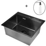 Кухонная мойка из нержавеющей стали WS35044B WISENT (50х44 см) Графит PVD с дозатором и итальянским сифоном