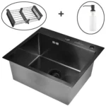 Кухонная мойка из нержавеющей стали WS35044B WISENT (50х44 см) Графит PVD с коландером, дозатором и итальянским сифоном
