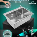 Кухонная мойка из нержавеющей стали WS36050BD WISENT (60х50 см) Нано-Сатин PVD с дозатором и итальянским сифоном