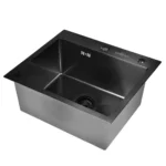 Кухонная мойка из нержавеющей стали WS35044B WISENT (50х44 см) Графит PVD с сифоном-ведерко