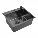 Кухонная мойка из нержавеющей стали WS35044B WISENT (50х44 см) Графит PVD с дозатором и сифоном-ведерко