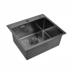 Кухонная мойка из нержавеющей стали WS35044B WISENT (50х44 см) Графит PVD с сифоном-ведерко