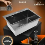 Кухонная мойка из нержавеющей стали WS36050BD WISENT (60х50 см) Нано-Графит PVD с сифоном-ведерко