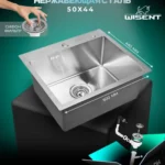 Кухонная мойка из нержавеющей стали WS35044 WISENT (50х44 см) Сатин с итальянским сифоном
