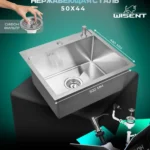 Кухонная мойка из нержавеющей стали WS35044 WISENT (50х44 см) Сатин с дозатором и итальянским сифоном