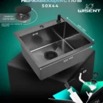 Кухонная мойка из нержавеющей стали WS35044B WISENT (50х44 см) Графит PVD с дозатором и итальянским сифоном