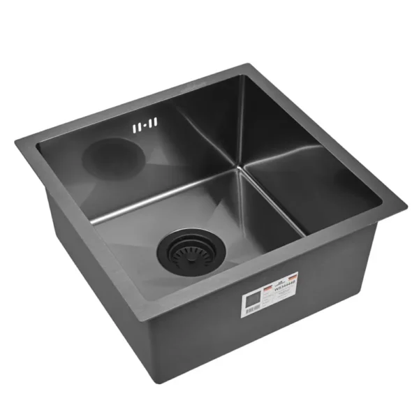 Кухонная мойка из нержавеющей стали WS34444 WISENT (44х44 см) Графит PVD с итальянским сифоном