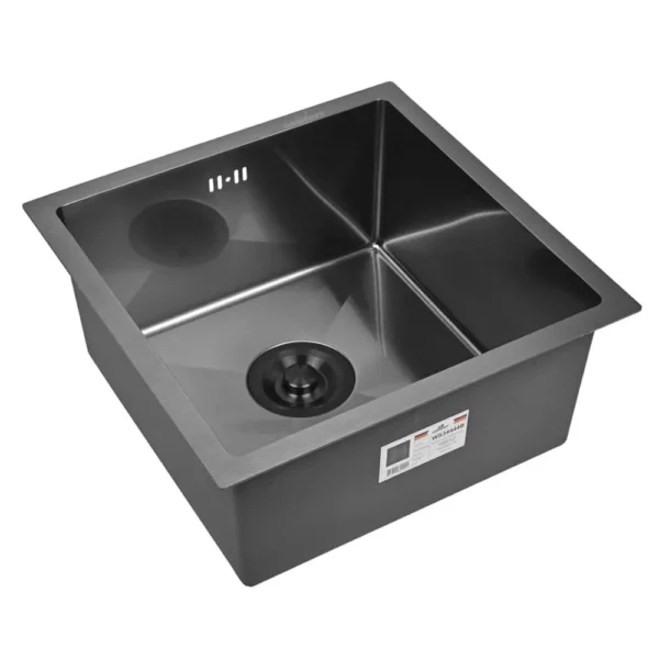 Кухонная мойка из нержавеющей стали WS34444 WISENT (44х44 см) Графит PVD с сифоном-ведерко