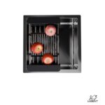 Кухонная мойка из нержавеющей стали WS34444 WISENT (44х44 см) Графит PVD с коландером и итальянским сифоном