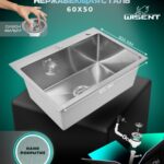 Кухонная мойка из нержавеющей стали WS36050BD WISENT (60х50 см) Нано-Сатин PVD с итальянским сифоном